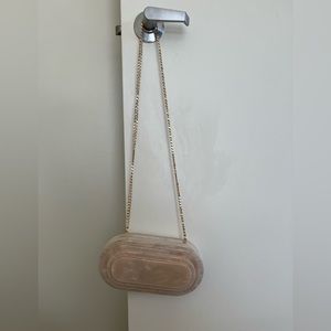 Zara pearlescent hard shell purse with gold chain